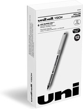uni-ball Vision Rollerball Pens Fine Point, 0.7mm, Black, 12 Pack - £24.31 GBP