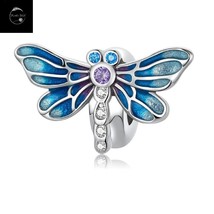 Genuine Sterling Silver 925 Dragonfly Insect Wings Stopper Spacer Bead Charm Mum - £16.09 GBP