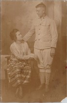 Greenville South Carolina Sweet Couple Woman Soldier 1917 Real Photo Postcard Z2 - £15.62 GBP