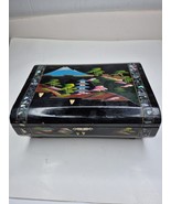 Vintage Japanese Black Lacquer Mother Of Pearl  Inlay Musical Jewelry Box - $273.27 MXN