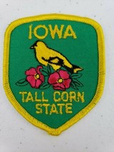 Vintage Iowa Patch Tall Corn State American Goldfinch Bird Wild Rose Flower - £7.85 GBP