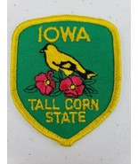 Vintage Iowa Patch Tall Corn State American Goldfinch Bird Wild Rose Flower - £7.88 GBP