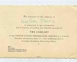 Invitation Opening The Library US Information Service 1946 Budapest Hung... - £29.58 GBP