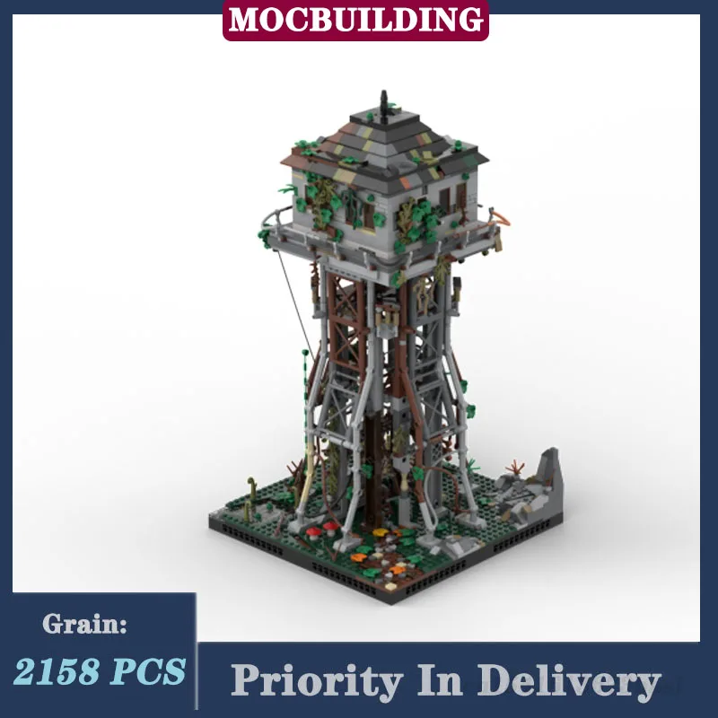 MOC City Abandoned Fire Fighting Watchtower Model Building Block Assembly - £256.84 GBP