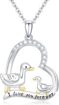Mother Day Gift for Mom Wife Women, Duck Mother Daughter Necklace for Mom S925 S - £50.58 GBP