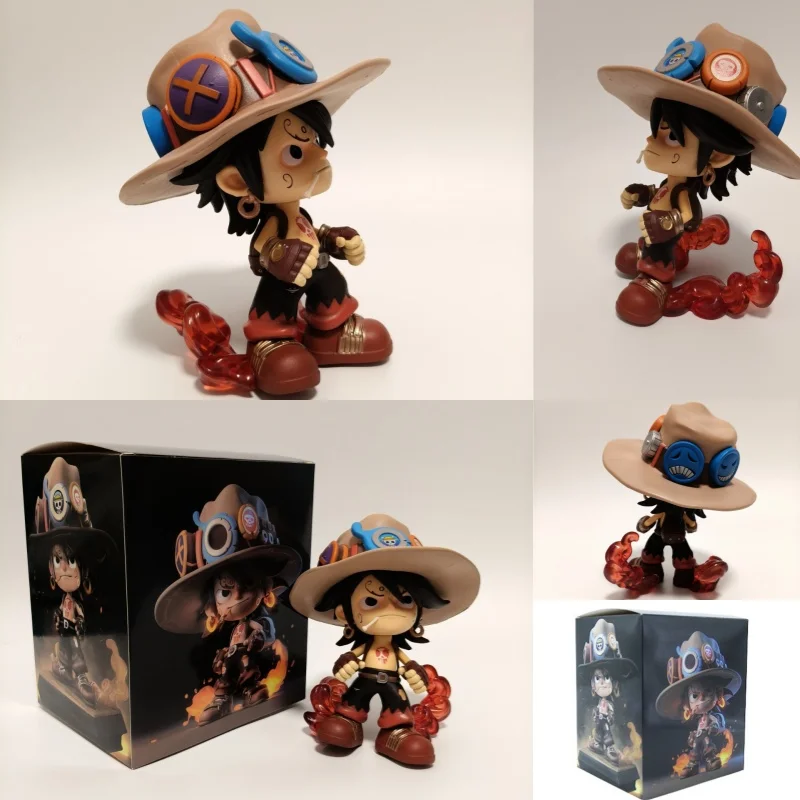15cm One Piece Figurine Ace Anime Figures Q Version Cowboy Portgas D  Ace action - £27.45 GBP