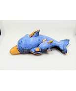 Pottery Ceramic Drip Glazed Blue Dolphin Momma and Baby Nautical Figurin... - £19.95 GBP