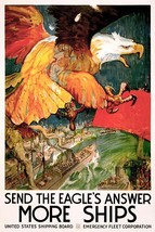 Eagle&#39;s Answer - More Ships - 1917 - World War I - Propaganda Poster - £26.37 GBP