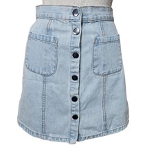 Light Blue Denim Button Front Mini Skirt Size XS - $24.75