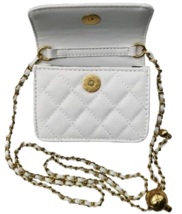 Mini Quilted Faux Leather Belt Crossbody Bag For Women White Golden Chain Strap image 4
