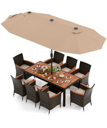 10 Piece Outdoor Dining Set with 15 Feet Double-Sided Twin Patio Umbrell... - $21,914.88 MXN