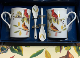 I.  Godinger National Audubon Society Fine Porcelain Mugs and Spoons Set Lot 2 - £13.53 GBP