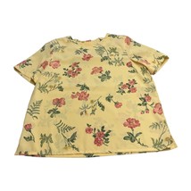 Alfred Dunner Blouse Top Women&#39;s 12 Yellow Floral 100% Polyester Round Neck - £15.65 GBP