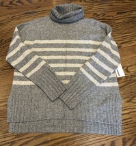 NEW Kohl’s Sonoma Women’s Turtleneck Tunic Sweater Size Medium Gray Stripe NWT - $34.50