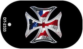 Maltese Cross American Flag Metal Novelty Dog Tag Necklace DT-2333 - £12.47 GBP