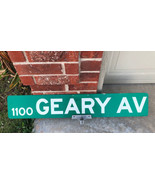Vintage Geary Avenue Street Sign Authentic Porcelain Oklahoma City w/ Br... - $255.97 CAD