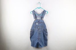 Vtg 90s Streetwear Womens Medium Distressed Custom Cut Off Shortalls Overalls - £59.31 GBP