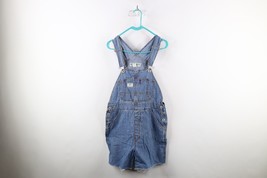 Vtg 90s Streetwear Womens Medium Distressed Custom Cut Off Shortalls Ove... - £58.01 GBP