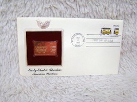 1983 Early Electric Streetcar 22Kt Gold First Day Issue Gold Replica Covr Stamp* - £4.78 GBP