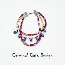 Three String Bracelet with Millefiori Teardrops and Atlas Beads