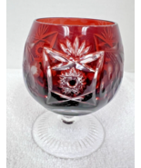 Nachtmann Ruby Red Crystal Cut to Clear Large Brandy Liqueur Glass 4 1/8 inch - $94.05