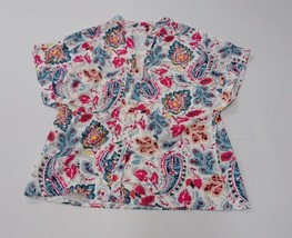 White &amp; Blue Floral V-Neck Top (Multi Floral, XL) - $15.95