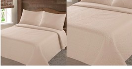 Taupe Tan Nena Solid Closout Quilt Bedding Bedspread Coverlet Pillow Cases Set - £46.40 GBP