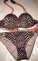 Victoria&#39;s Secret Bikini Bombshell +2Cup Aztec  Embellished Halter Cheek 34B /M - £61.15 GBP
