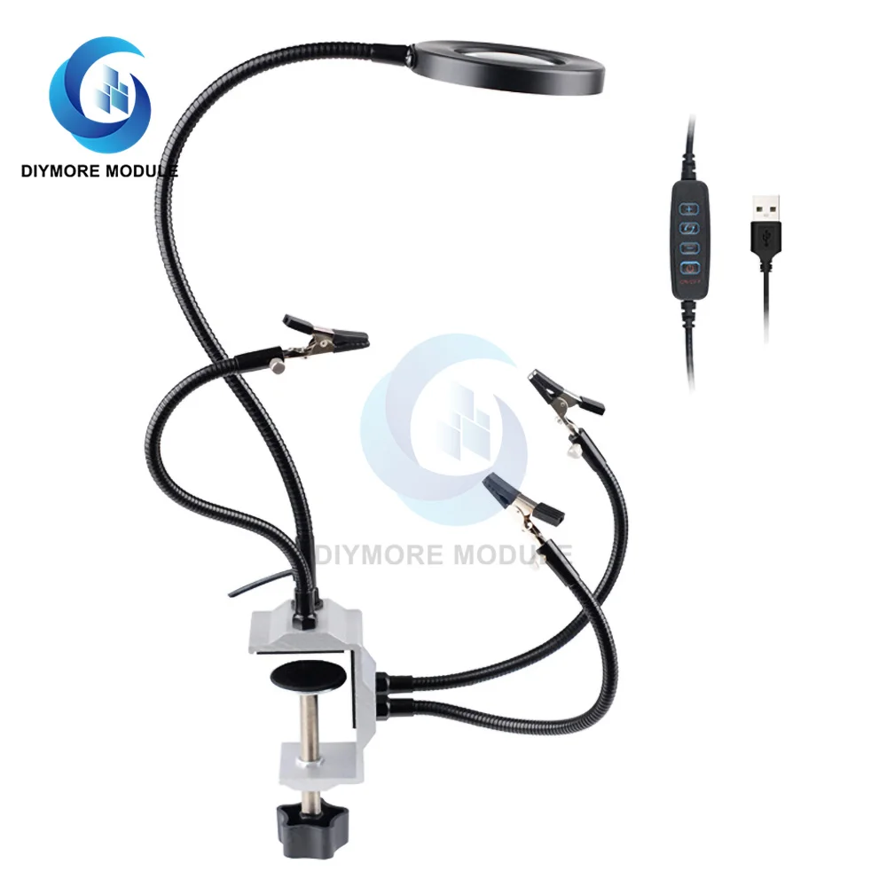 LED Magnifier Bench Vise Table Clamp Soldering Helping Hand Soldering St... - $226.93