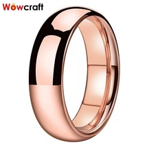 6mm Rose Gold Tungsten Wedding Bands for Women Men Domed Comfort Fit Pol... - £18.56 GBP