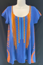 Custo Barcelona Chic High Illustration Couture Pop Art Tunic Top Blue XS... - $407.53 MXN