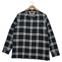 Vince Shirt Mens XL Blue Black Plaid Button Down Cotton Linen Blend Preppy - $29.69