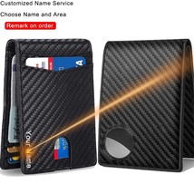 Arbon fiber leather men airtag wallets purse credit card holder for air tag purse black thumb200