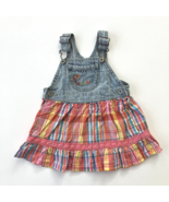 OshKosh B&#39;gosh Toddler Girls Denim Jean Overall Dress Pink Plaid Lace 12... - £7.75 GBP