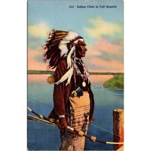 Vintage Linen Postcard, Indian Chief in Full Regalia G5, Divided Back Cu... - £6.17 GBP