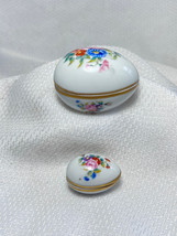 VTG Limoges Castel France Painted Porcelain Lot Of 2 Egg Shape Trinket Boxes - £23.91 GBP