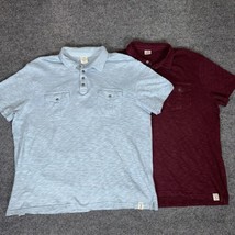 Lucky Brand Polo Shirt Mens XL Blue Red Lot of 2 Short Sleeve Casual Poc... - £30.37 GBP