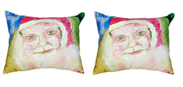 Pair of Betsy Drake Santa Face No Cord Pillows 18 Inch X 18 Inch - £63.30 GBP