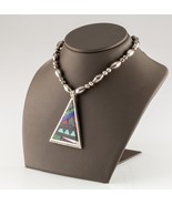 Gorgeous Sterling Silver Lapidary Inlay Pendant with silver Bead Chain - $522.95