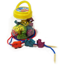 Wooden Lacing Farm Animals in Jar with 2 Laces Toy - £27.95 GBP