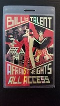 BILLY TALENT - AFRAID OF HEIGHTS 2016 EUROPEAN TOUR LAMINATE BACKSTAGE PASS - $100.00