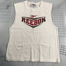 Vintage Reebok T Shirt Uomo Grande Bianco senza Maniche Logo Un Canotta Top - £21.87 GBP