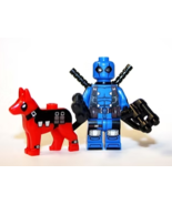 Minifigure Custom Toy Figure Deadpool Blue with Dog Marvel Comic - $6.50