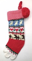 Vintage Hallmark Cat Dog Pet Christmas Stocking Colorful Big Pom Pom 1983 - £13.31 GBP