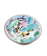 Vintage Chinese brass encased porcelain bowl with bird motif chinoiserie... - $670.18 MXN
