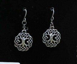 Mystica Accessory Celtic Crystal Tree Of Life Alloy Earrings Led Free Metal - £9.58 GBP