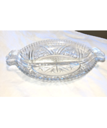 Dish - 2 Section  Relish Nuts  Candy Vintage Clear Glass Oval Divided ci... - $310.27 MXN