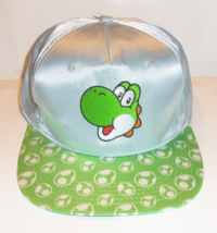 Nwt Mens Super Mario &quot;Yoshi&quot; Light GRAY/ Silver Satin Baseball Hat One Size - £19.68 GBP
