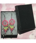 Earrings, Hot Pink Dream Catcher, Dangle, Native American, Fish hook ear... - $16.79