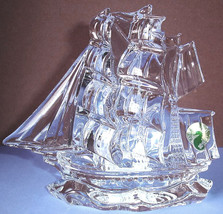 Waterford Crystal Tall Ship Sculpture Riding Waves Made in Ireland 5.25&quot;H New - £336.88 GBP